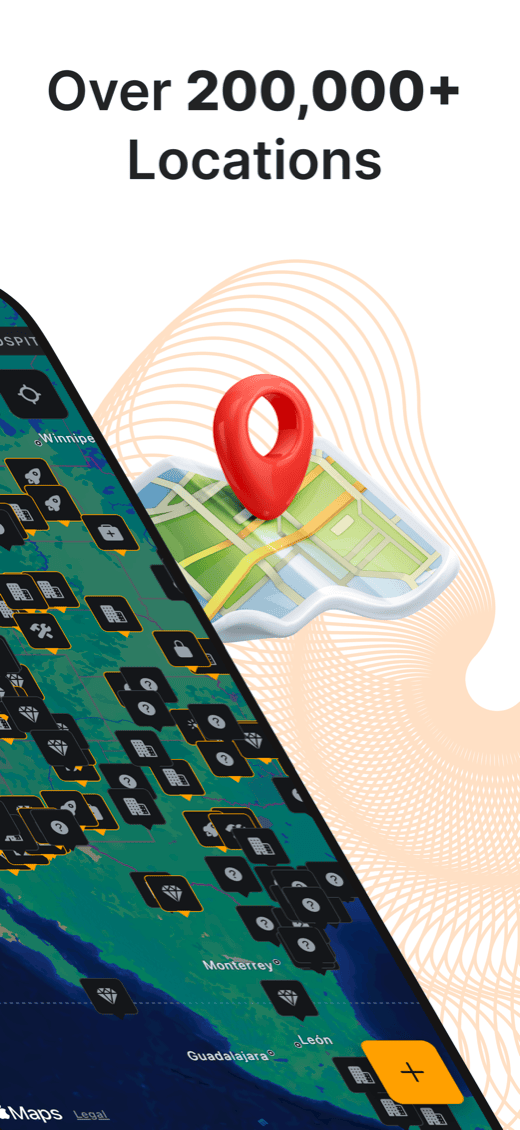 uMaps App Store screenshot — over 200,000 locations on the map